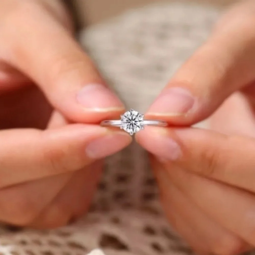 1ct Solitaire Platinum‎ Simulated Diamond Engagement Wedding Ring, Size 6 NEW